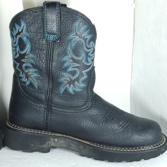 ARIAT Women's Fatbaby US8,5B Black Leather Embroidered Cowgirl Western Boots - Picture 5 of 16